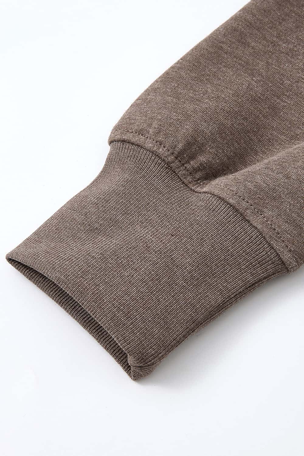Cropped Two-Way Zip Hoodie in Coffee - cuff detail