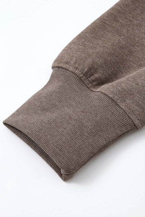 Cropped Two-Way Zip Hoodie in Coffee - cuff detail