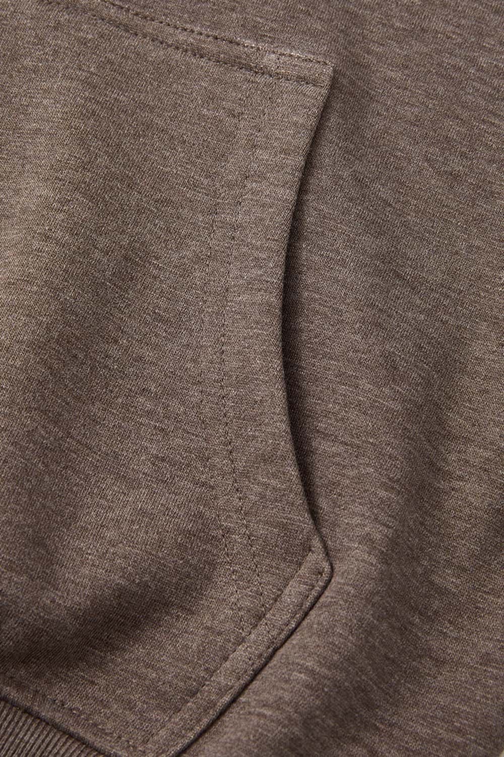 Cropped Two-Way Zip Hoodie in Coffee - product detail close-up