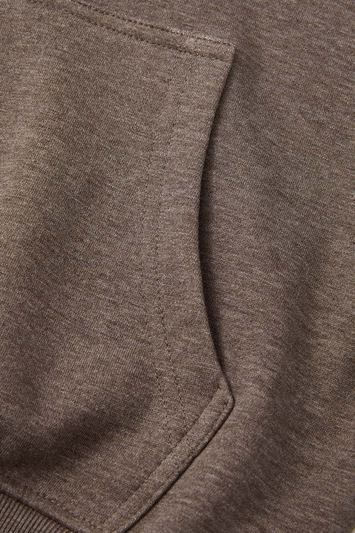 Cropped Two-Way Zip Hoodie in Coffee - product detail close-up
