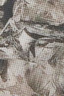 Botanical-Print Long-Sleeve Top in Gray Camel - fabric texture close-up