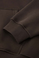 Heavyweight Boxy Zip-Up Hoodie in Brown - cuff detail