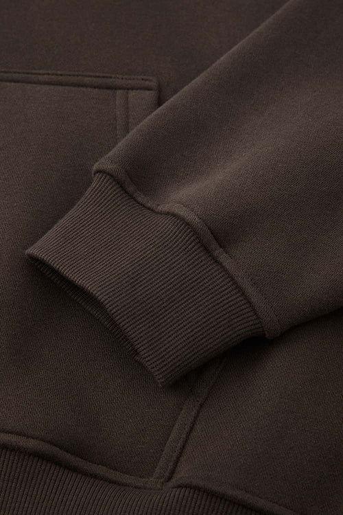 Heavyweight Boxy Zip-Up Hoodie in Brown - cuff detail