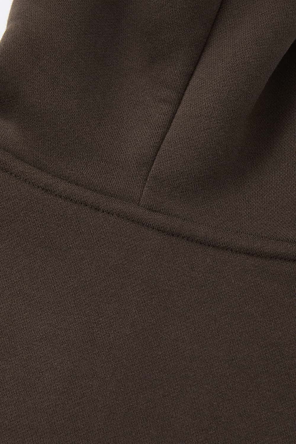 Heavyweight Boxy Zip-Up Hoodie in Brown - cuff and hem detail