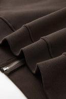 Heavyweight Boxy Zip-Up Hoodie in Brown - cuff and hem detail