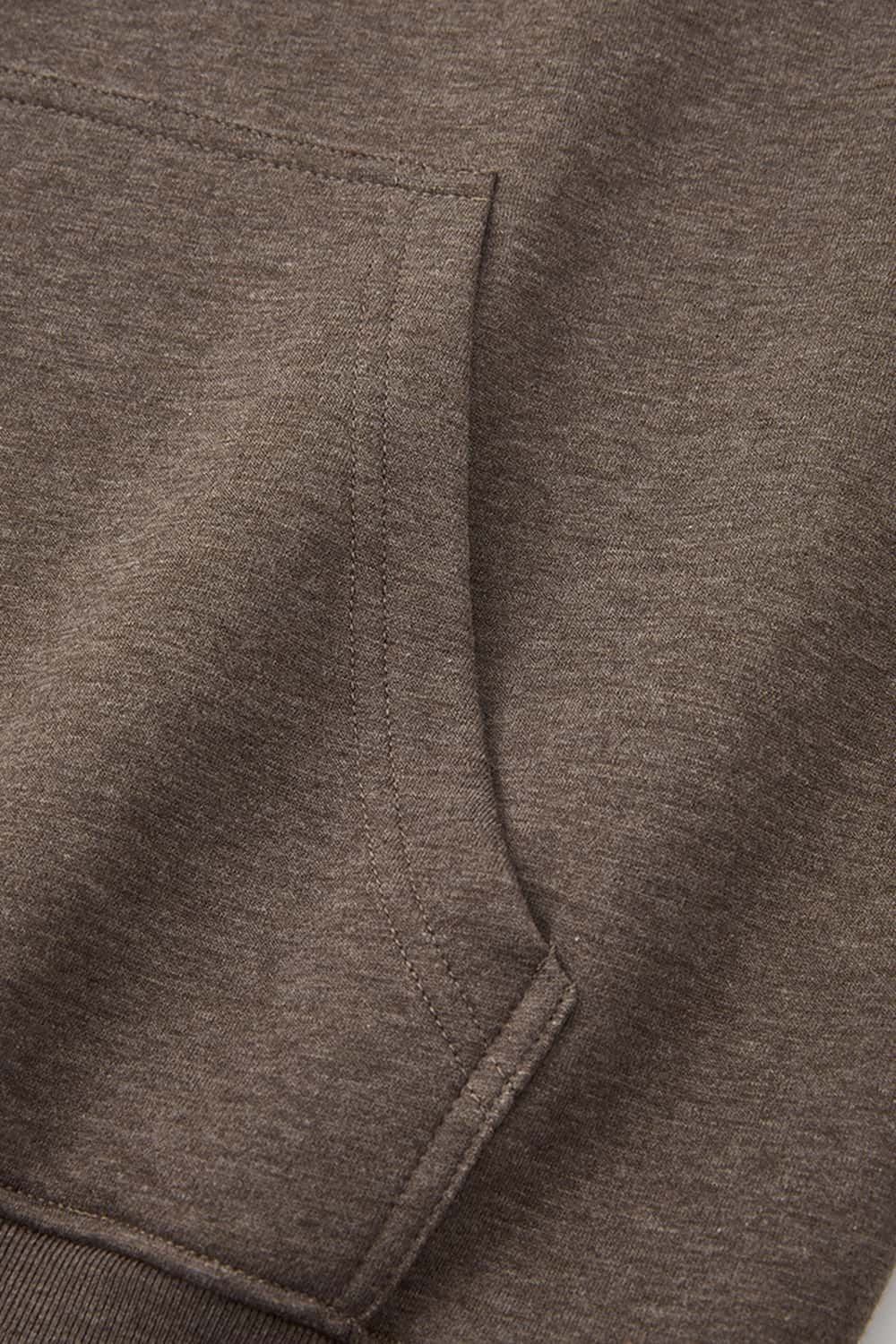 Relaxed Pullover Hoodie in Coffee - kangaroo pocket detail