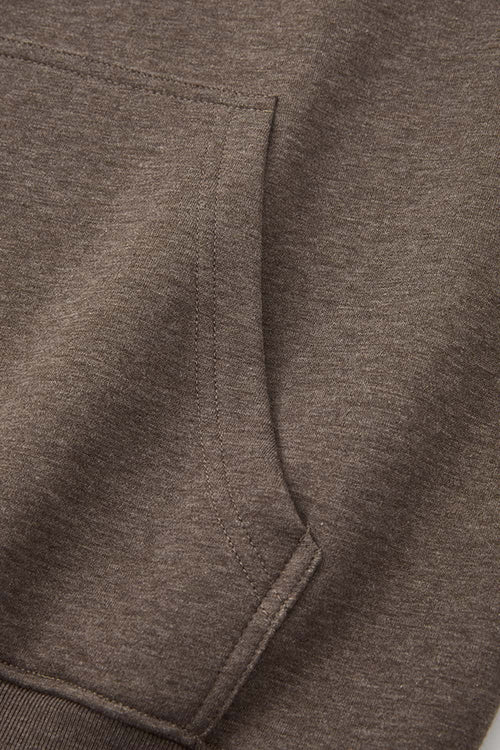 Relaxed Pullover Hoodie in Coffee - kangaroo pocket detail
