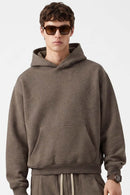 Relaxed Pullover Hoodie in Coffee - front modeled view