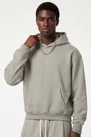 Relaxed Pullover Hoodie in Oat Gray - front modeled view
