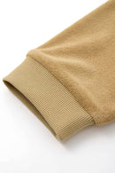 Heavyweight Textured Open-Collar Sweatshirt in Apricot Khaki - cuff detail