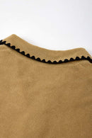 Heavyweight Textured Open-Collar Sweatshirt in Apricot Khaki - collar detail