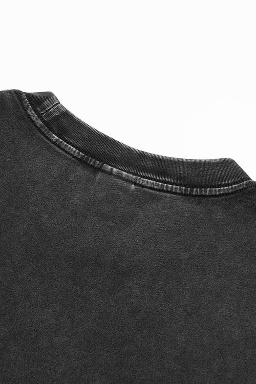 Heavyweight Sports-Graphic T-Shirt in Vintage Black - collar detail