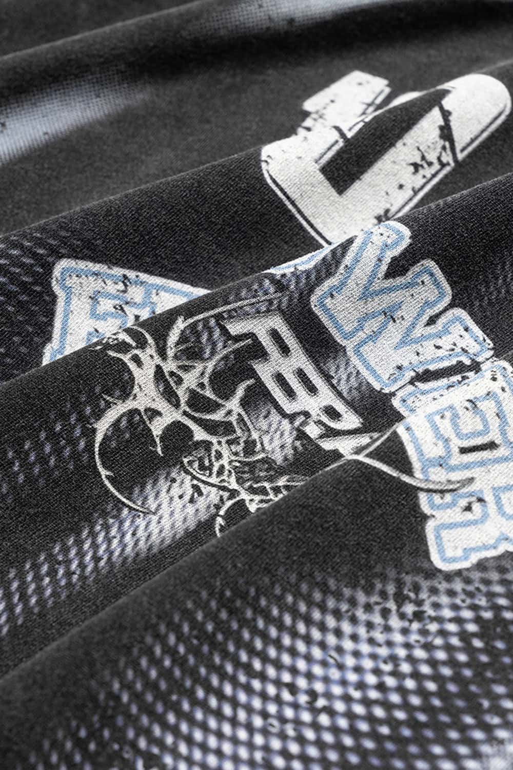 Heavyweight Sports-Graphic T-Shirt in Vintage Black - graphic detail