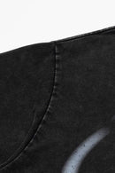 Heavyweight Sports-Graphic T-Shirt in Vintage Black - fabric texture close-up