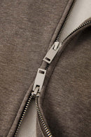 Relaxed Two-Way Zip Hoodie in Coffee - zipper detail
