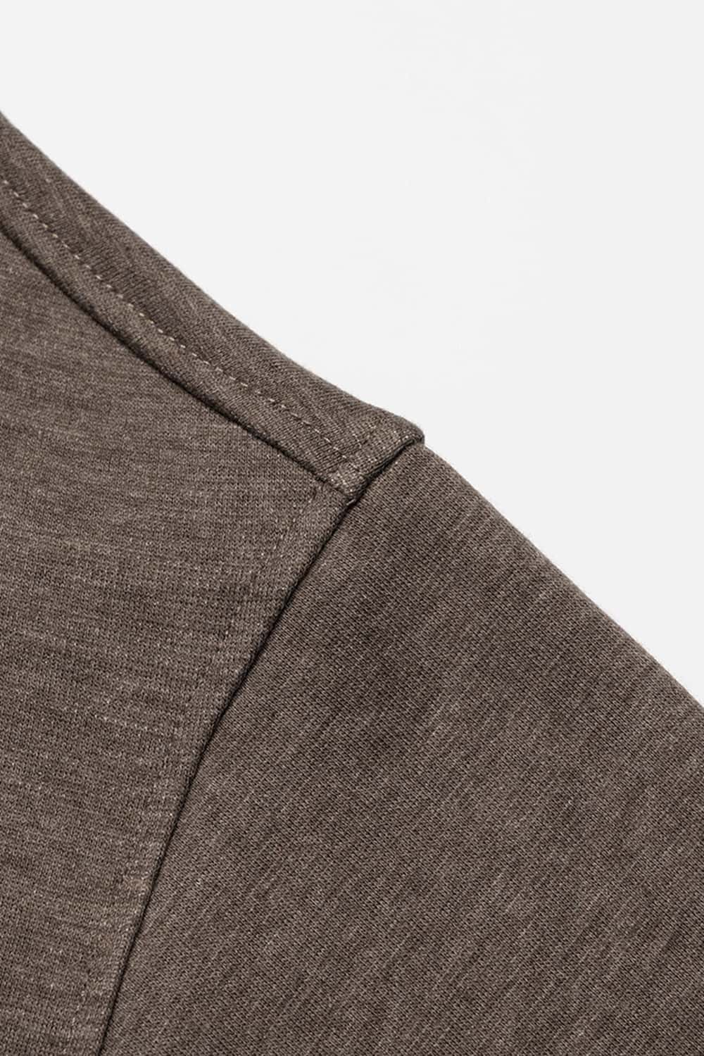 Relaxed Pullover Hoodie with Embroidered Emblem in Coffee - product detail close-up