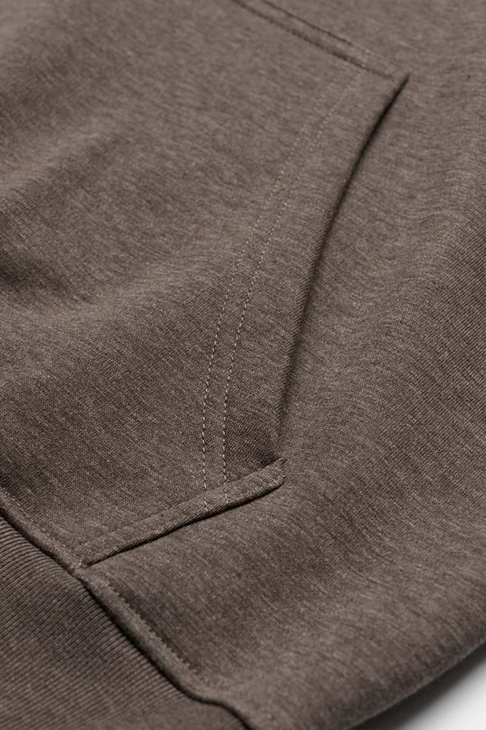 Relaxed Pullover Hoodie with Embroidered Emblem in Coffee - product detail close-up