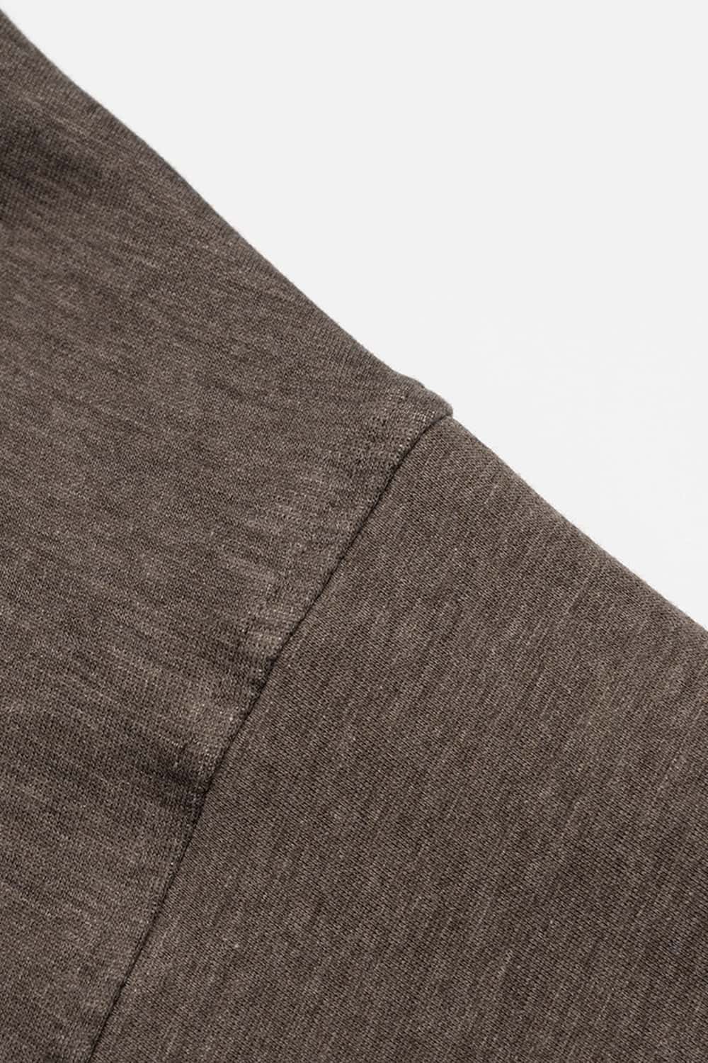 Heavyweight Two-Way Zip Hoodie with Embroidered Emblem in Coffee - fabric texture close-up
