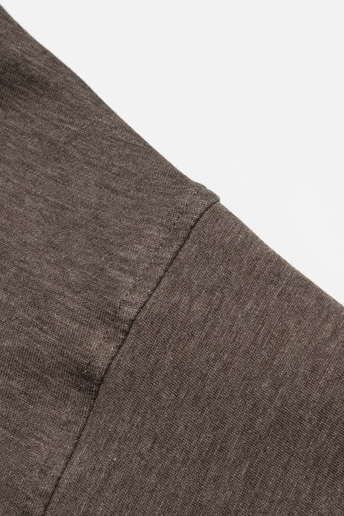 Heavyweight Two-Way Zip Hoodie with Embroidered Emblem in Coffee - fabric texture close-up