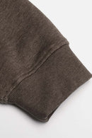 Heavyweight Two-Way Zip Hoodie with Embroidered Emblem in Coffee - cuff detail