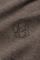 Heavyweight Two-Way Zip Hoodie with Embroidered Emblem in Coffee - graphic detail
