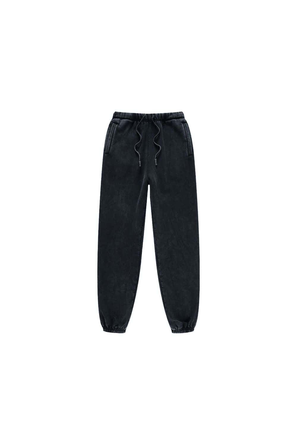 Vintage Washed Fleece-Lined Joggers with Cuffed Ankles