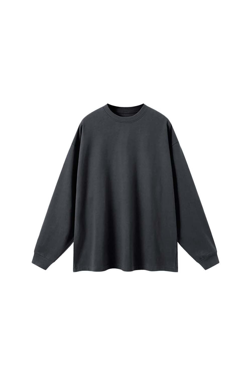 Heavyweight Long-Sleeve Solid Color Pure Cotton Oversized T-Shirt