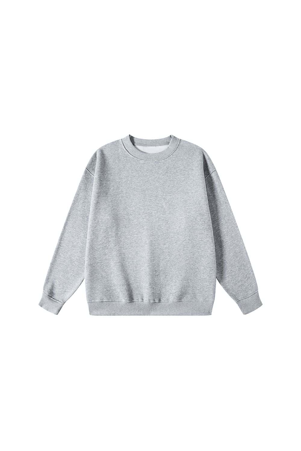 Fleece-Lined Casual Crew Neck Sweatshirt in Solid Color